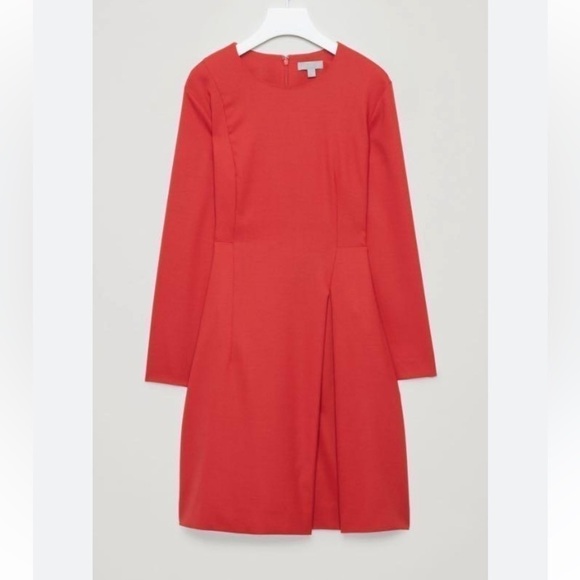 cos pleated midi dress with long sleeves Size 6 - Picture 2 of 11